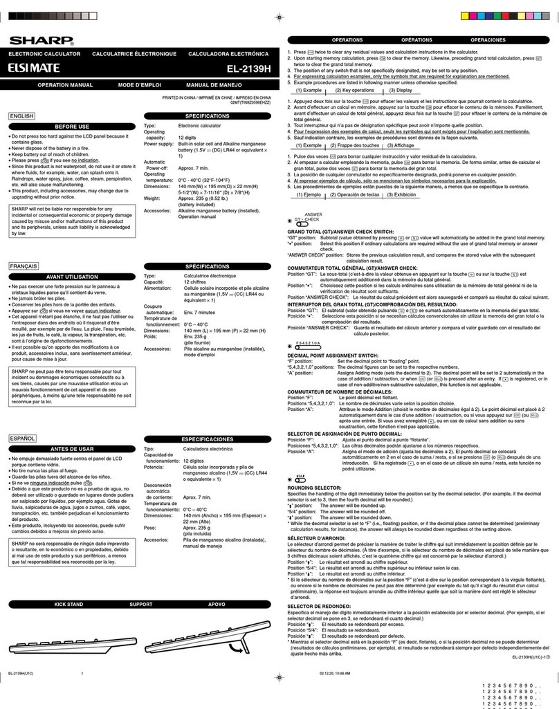 Sharp ELSI MATE EL-2139H Operation manual