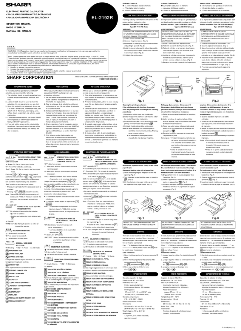 Sharp EL-2192R Operation manual