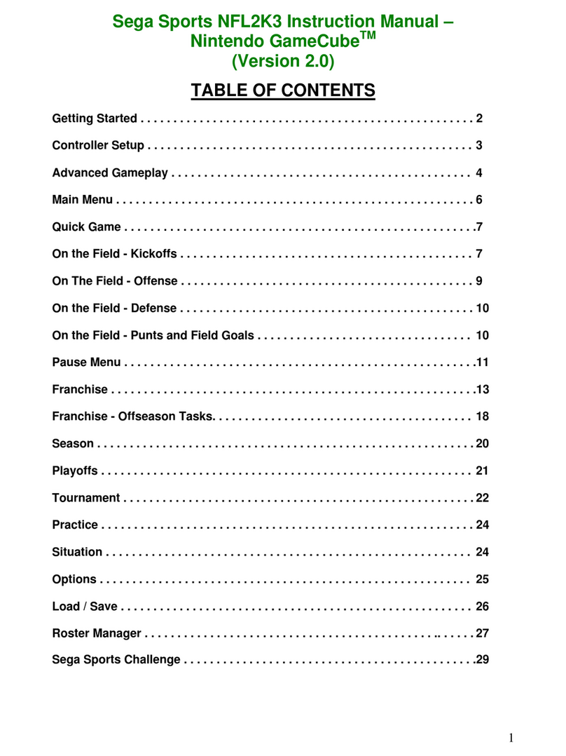 Sega NFL 2K3 User manual