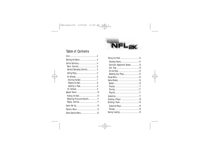 Sega NFL 2K User manual