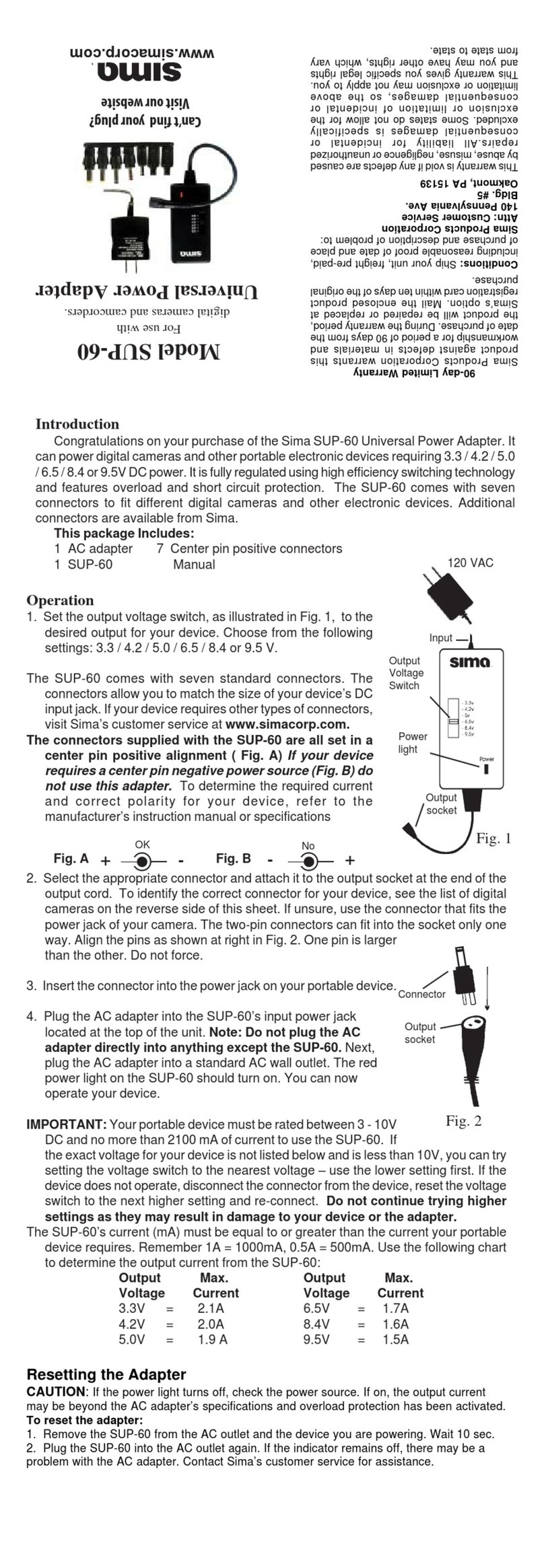 Sima SUP-60 user manual
