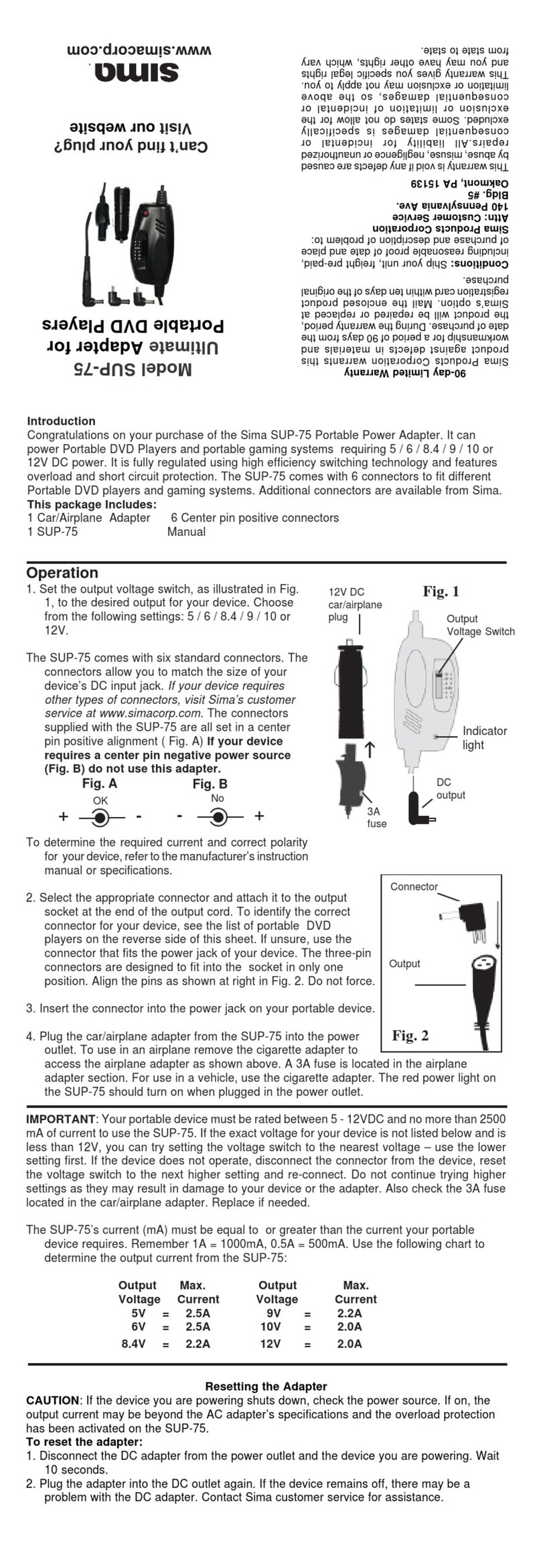 Sima SUP-75 user manual