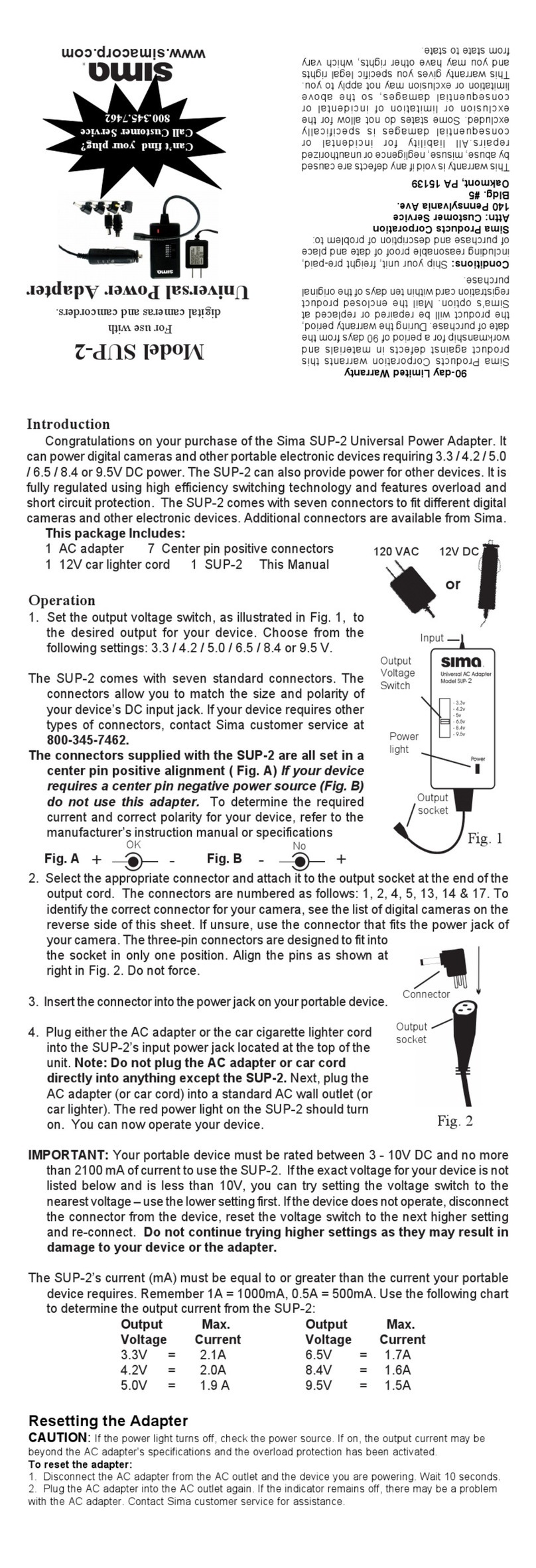 Sima SUP-2 user manual