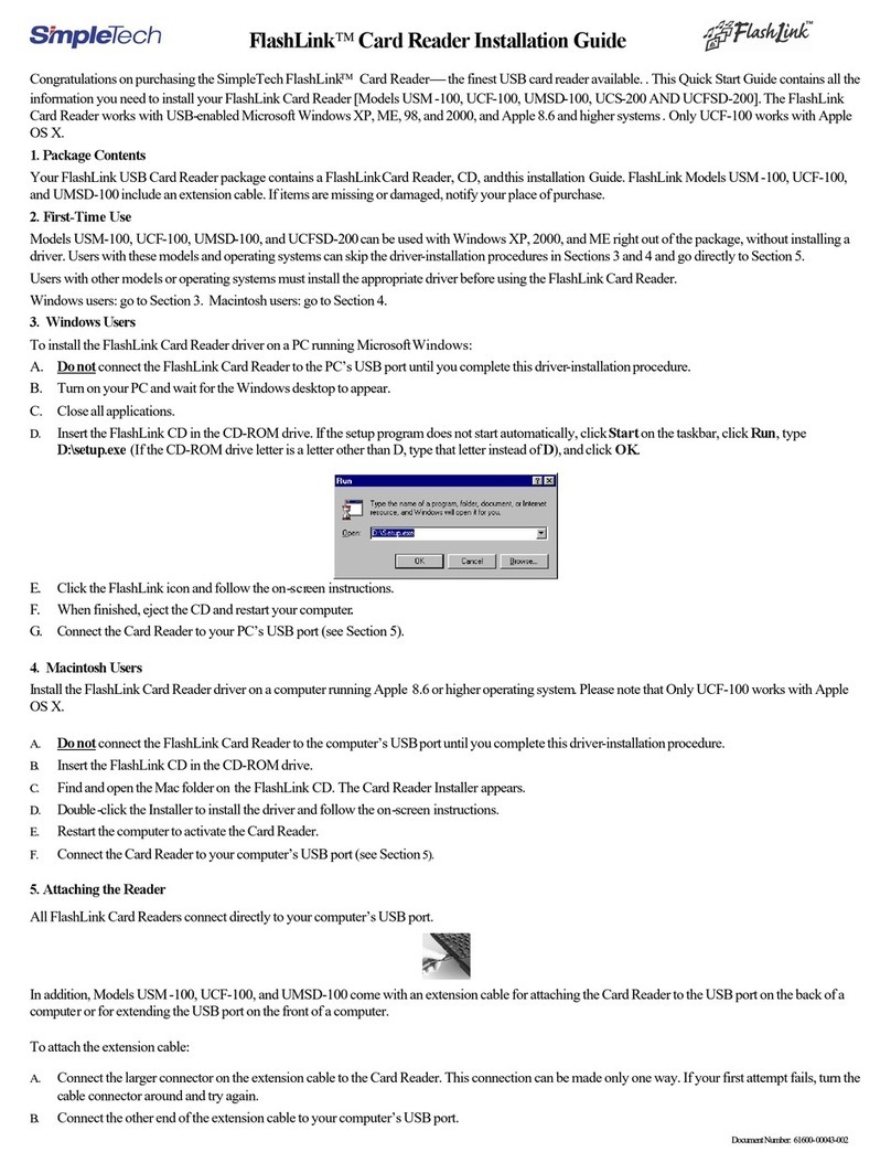 SimpleTech FlashLink UCF-100 User manual