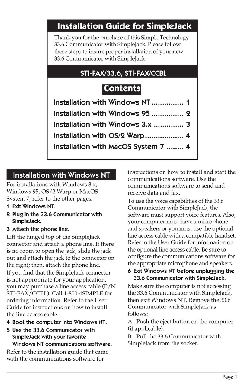 SimpleTech STI-FAX/33.6 installation guide