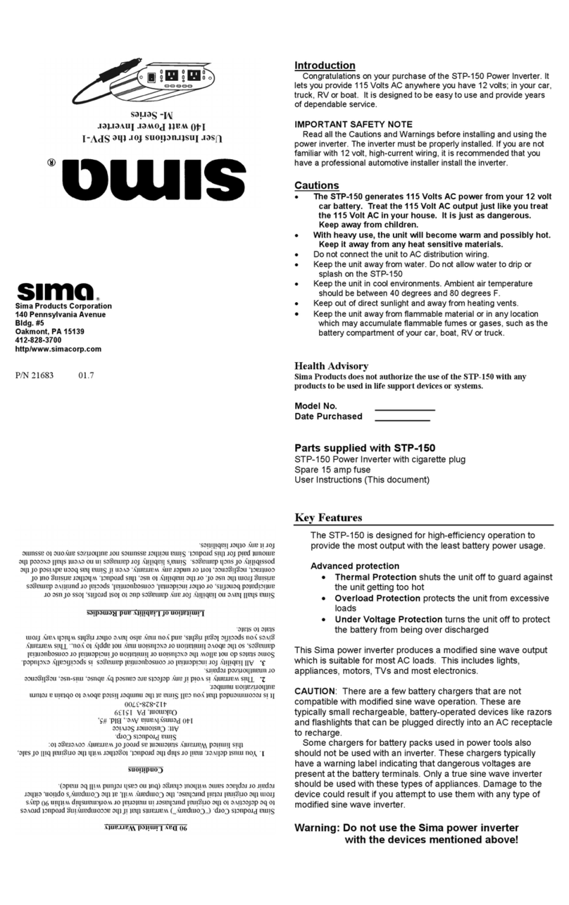 Sima SPV-1 User instructions