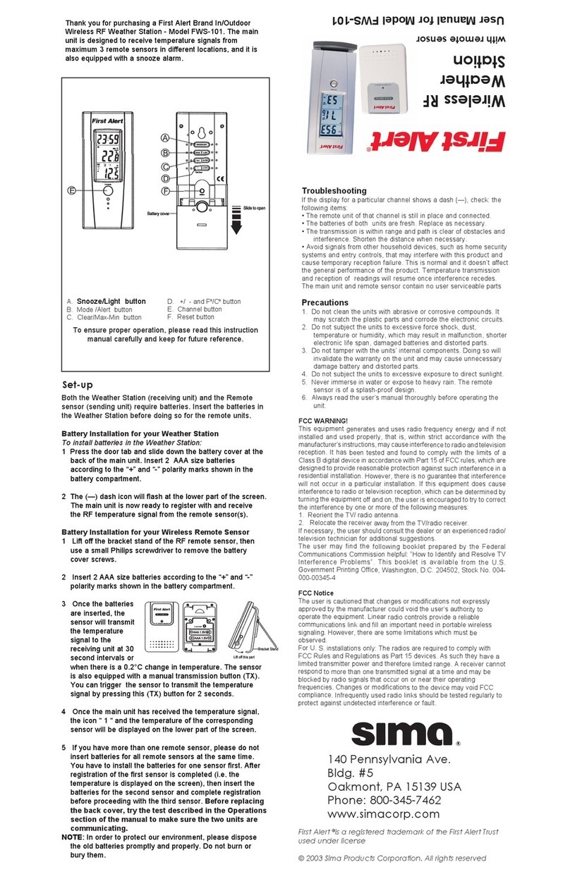 Sima First Alert FWS-101 user manual