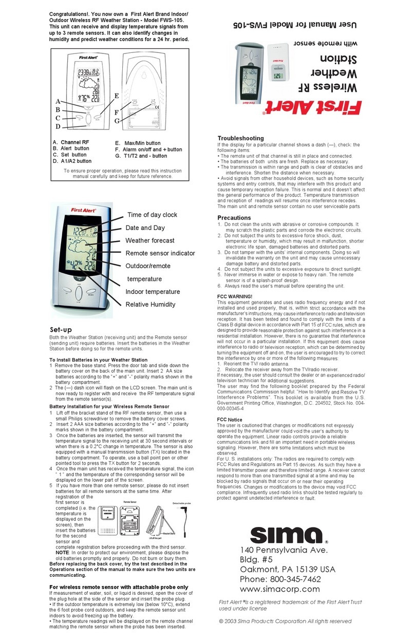 Sima First Alert FWS-105 user manual
