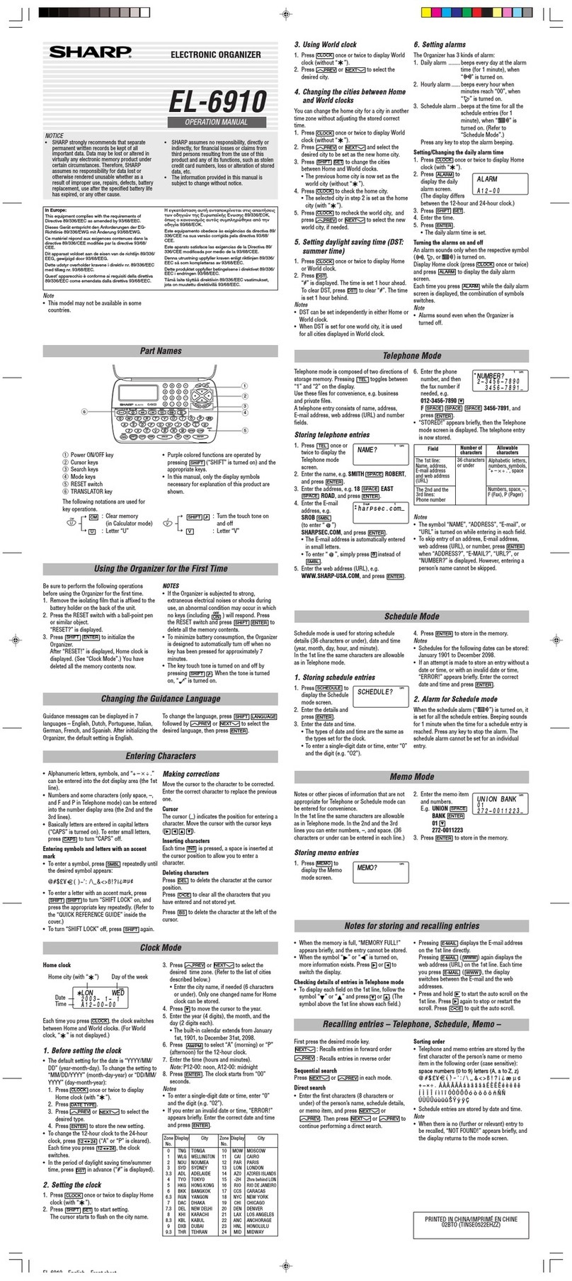 Sharp EL-6910B User manual
