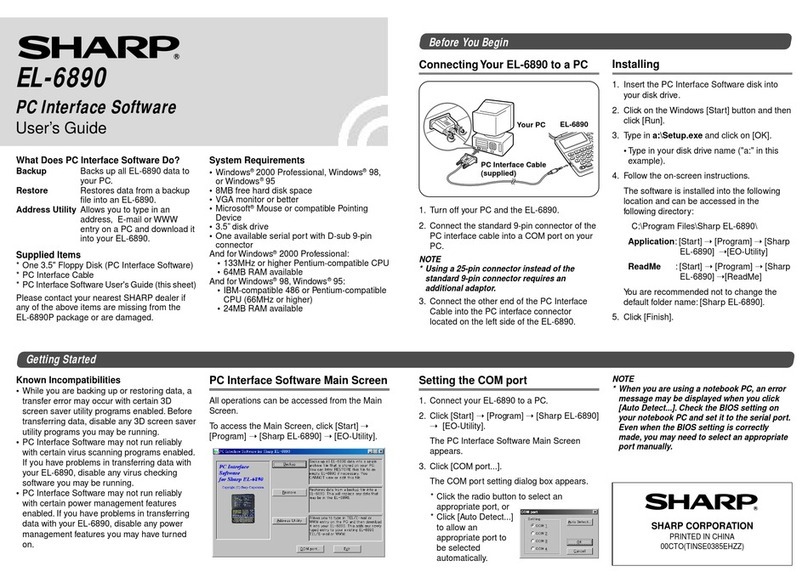 Sharp EL-6890 Quick start guide Sharp EL-6890 Quick start guide