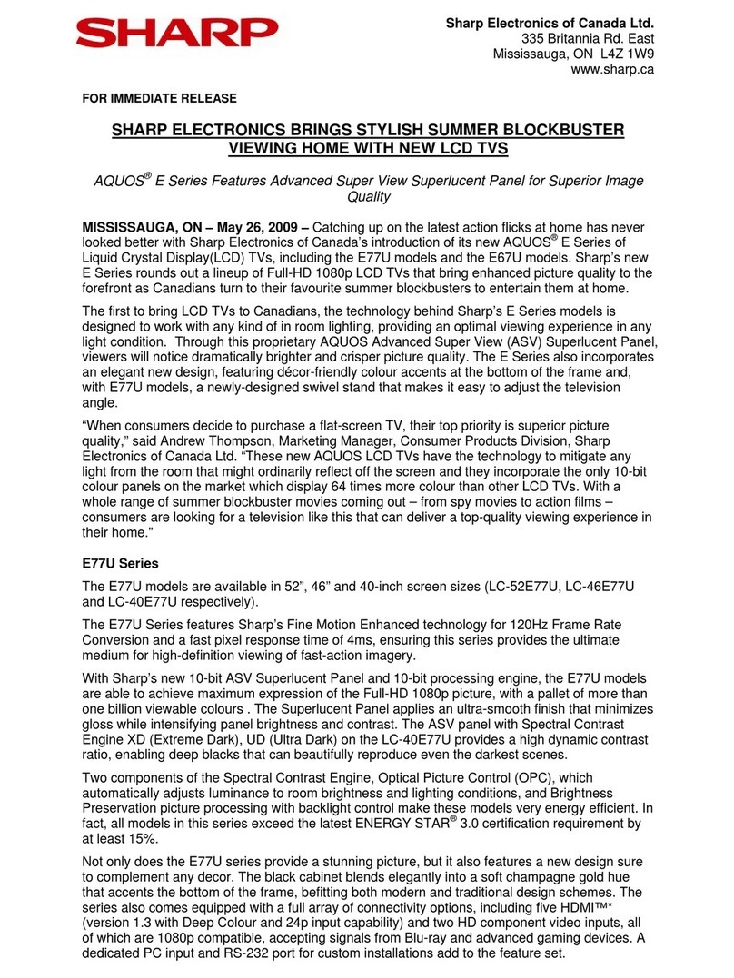 Sharp LC40E67U - LC - 40" LCD TV Instruction Manual