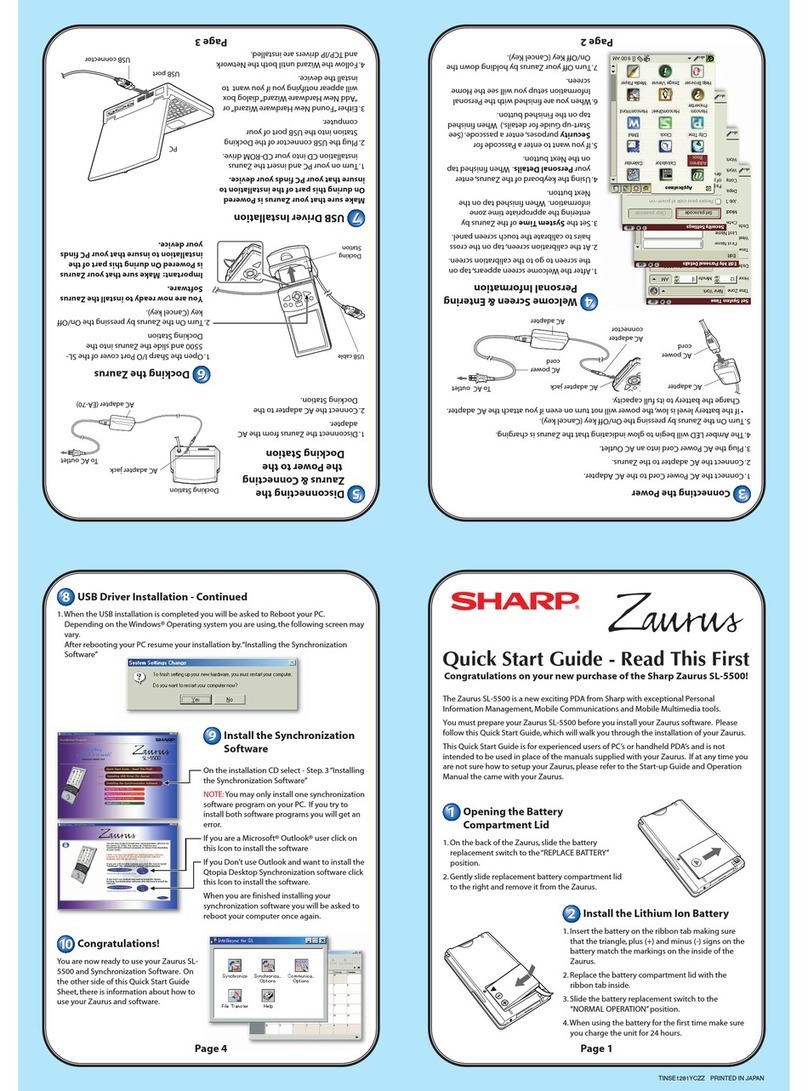 Sharp Zaurus SL-5500 quick start guide