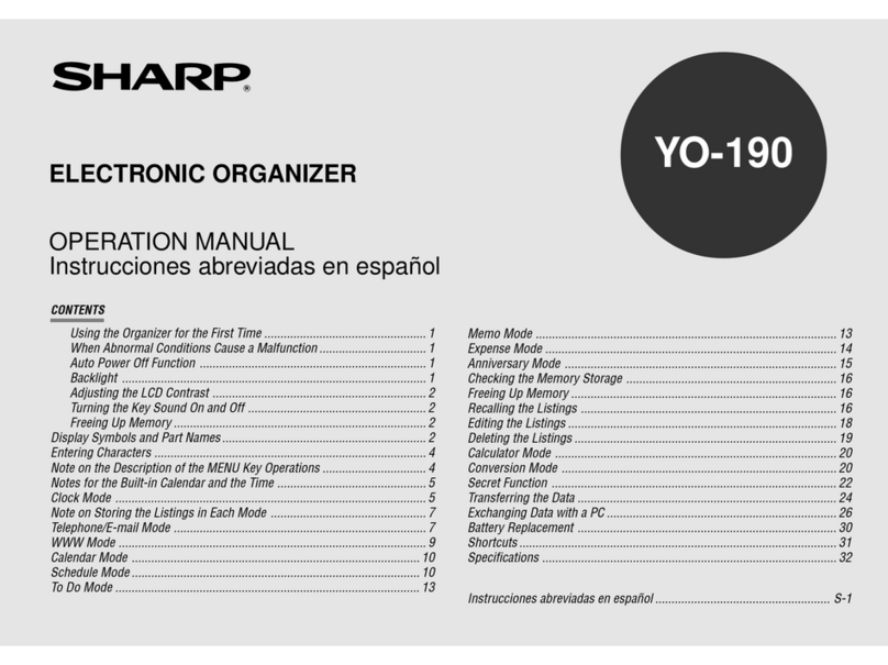 Sharp YO-190P User manual