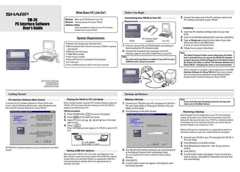 Sharp TM-20 Software guide