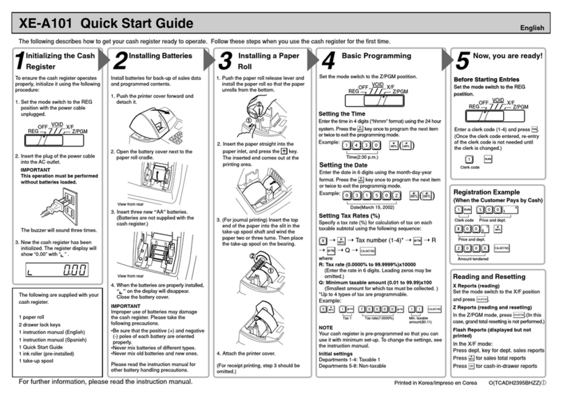 Sharp XE-A101 quick start guide