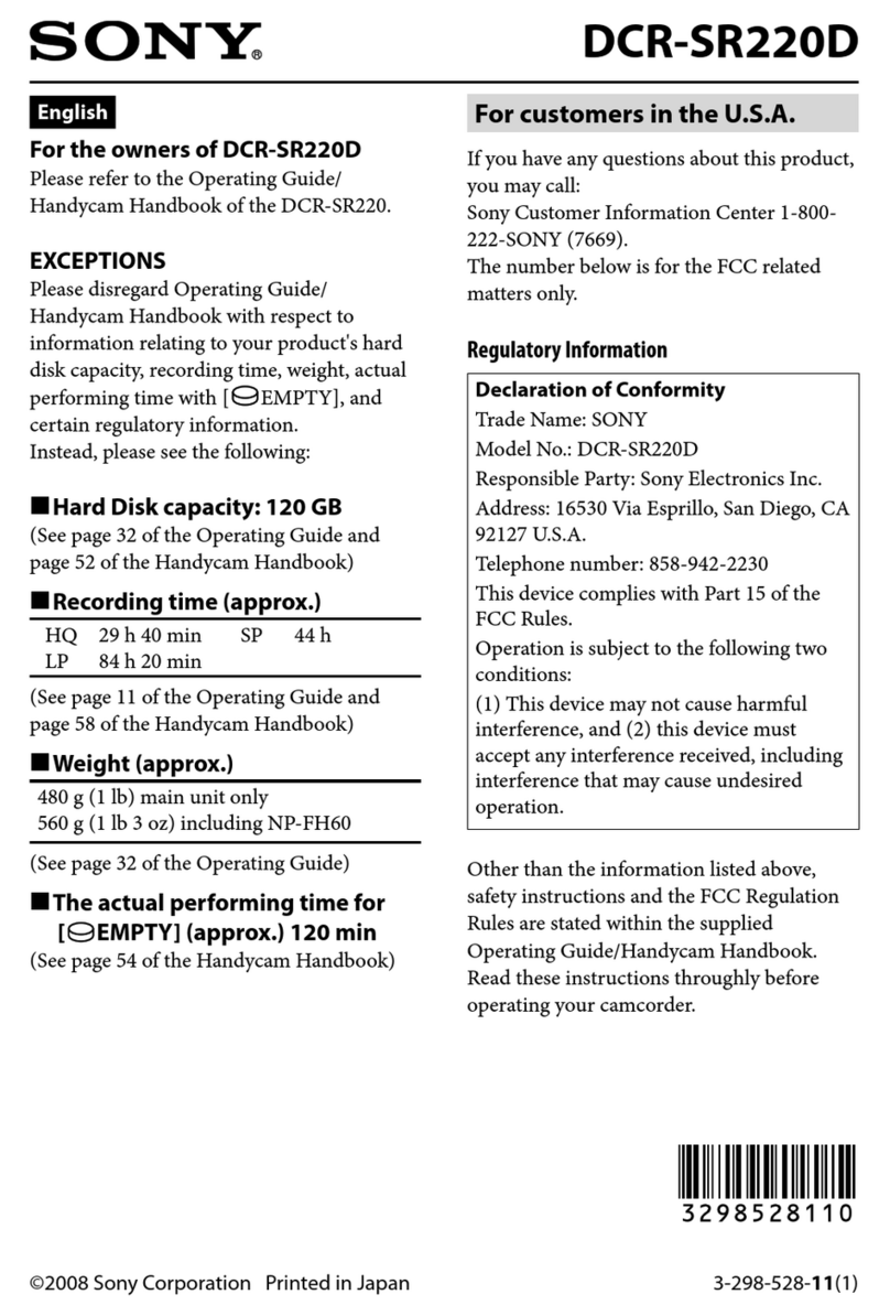 Sony HANDYCAM DCR-SR220 User manual