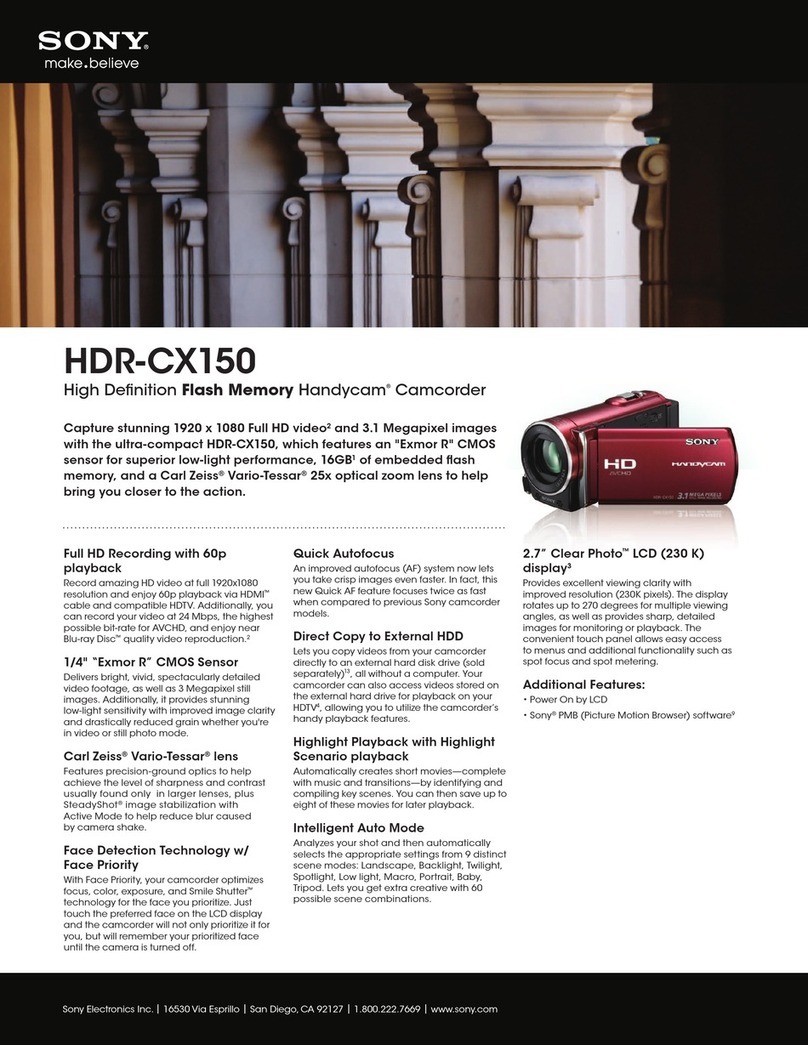 Sony HANDYCAM HDR-CX150 Specifications