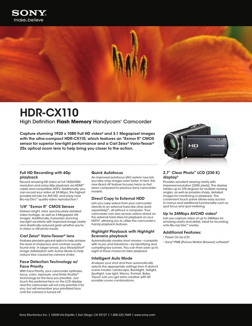 Sony HDR-CX110 - High Definition Flash Memory Handycam... User manual