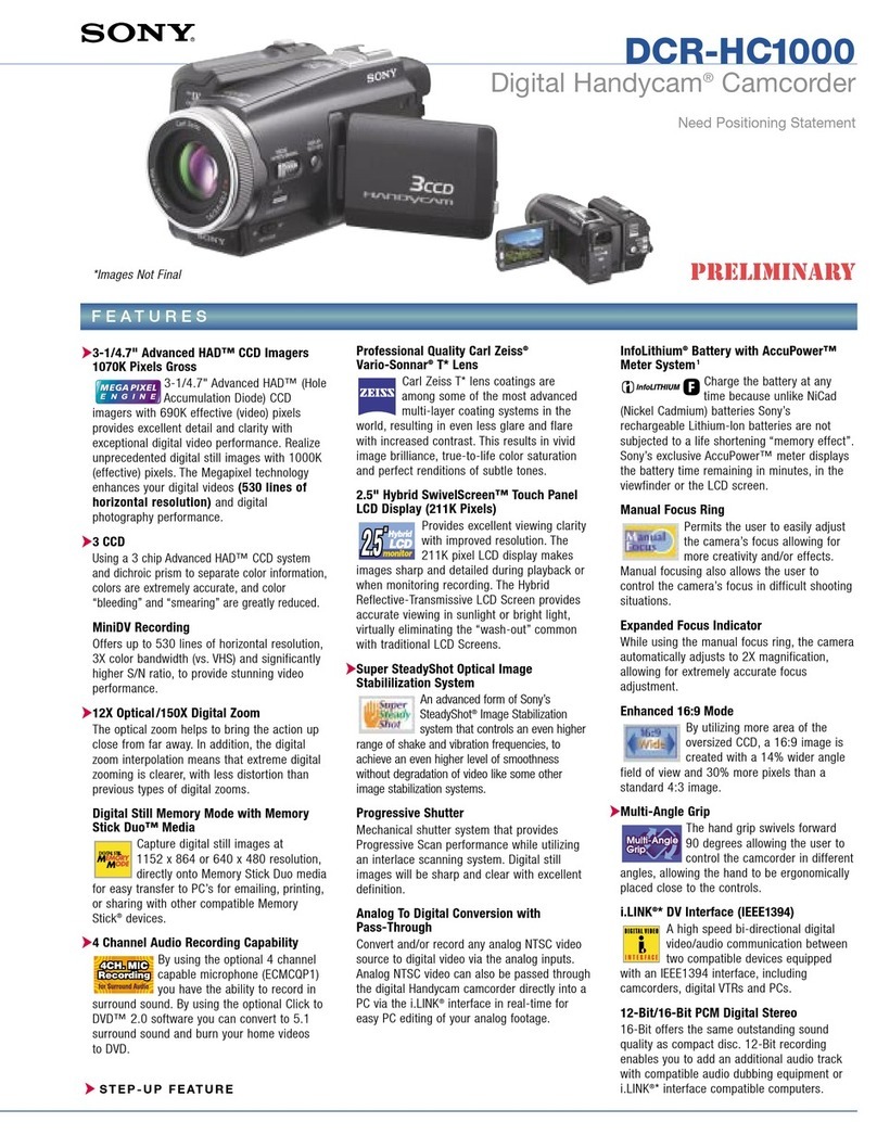 Sony DCR-HC1000 - Digital Handycam Camcorder User manual