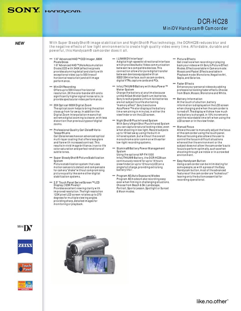 Sony DCR-HC28 - Minidv Handycam Camcorder User guide