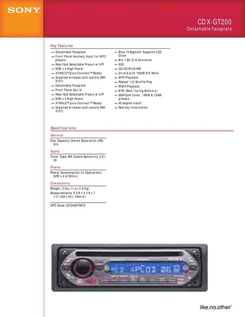 Sony CDX-GT200 - Fm/am Compact Disc Player User manual