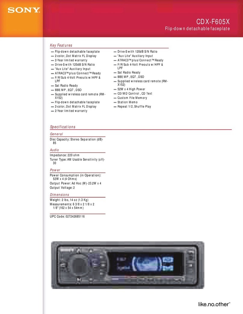Sony CDX-F605X - Fm/am Compact Disc Player Specifications Sony CDX-F605X - Fm/am Compact Disc Player Specifications