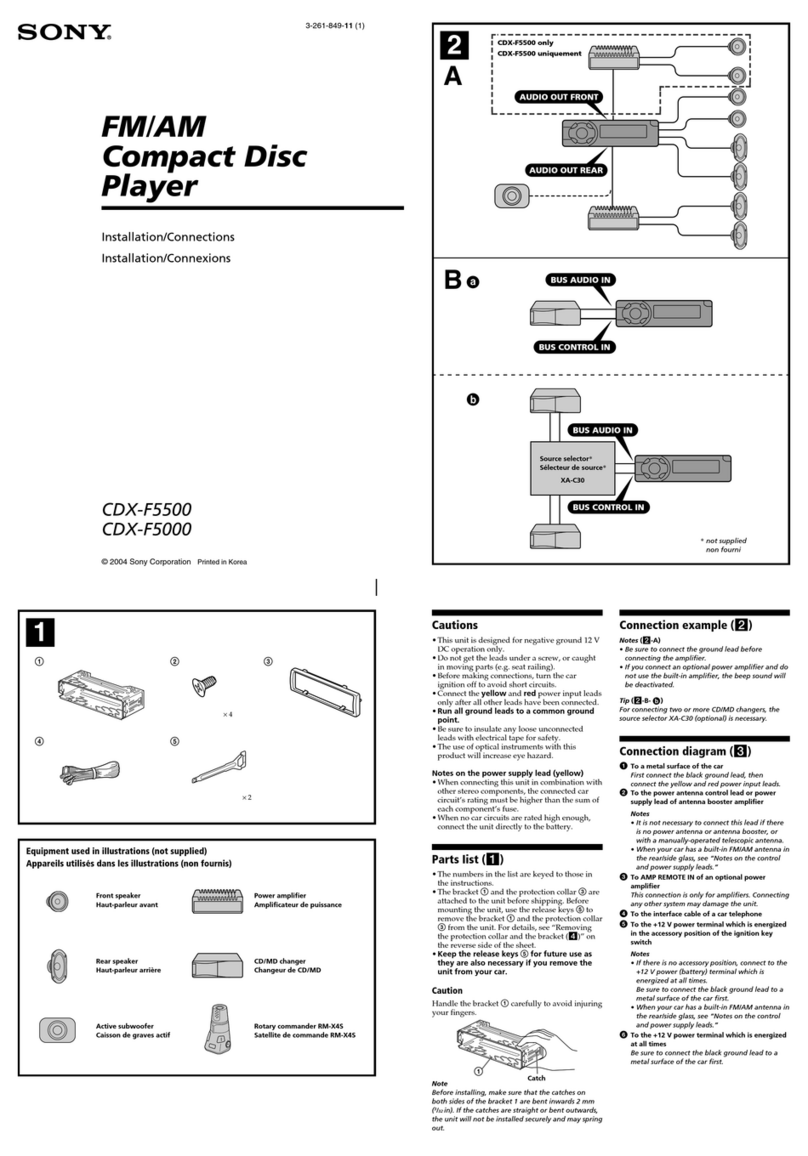 Sony CDX-F5000 - Fm/am Compact Disc Player Installation/connections