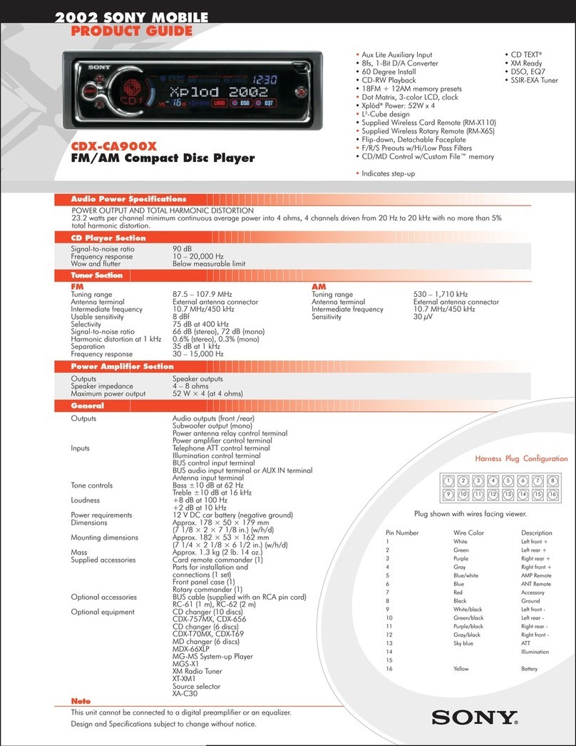 Sony CDX-CA900X - Fm/am Compact Disc Player Product guide