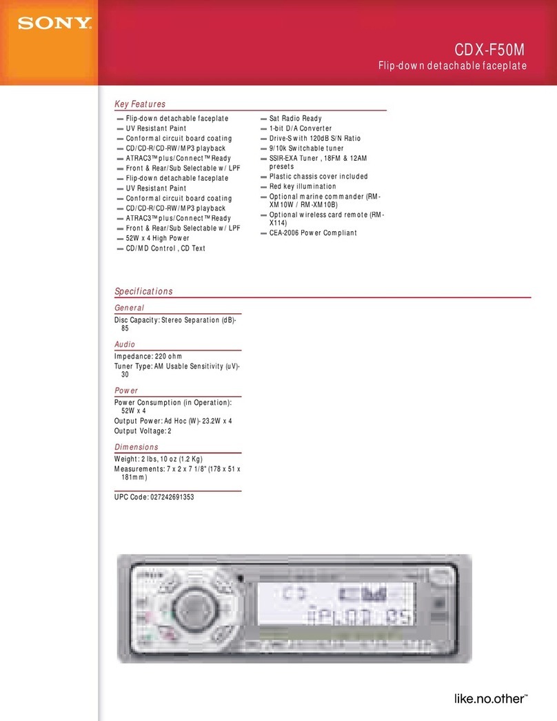 Sony CDX-F50M Installation/Connection Specifications