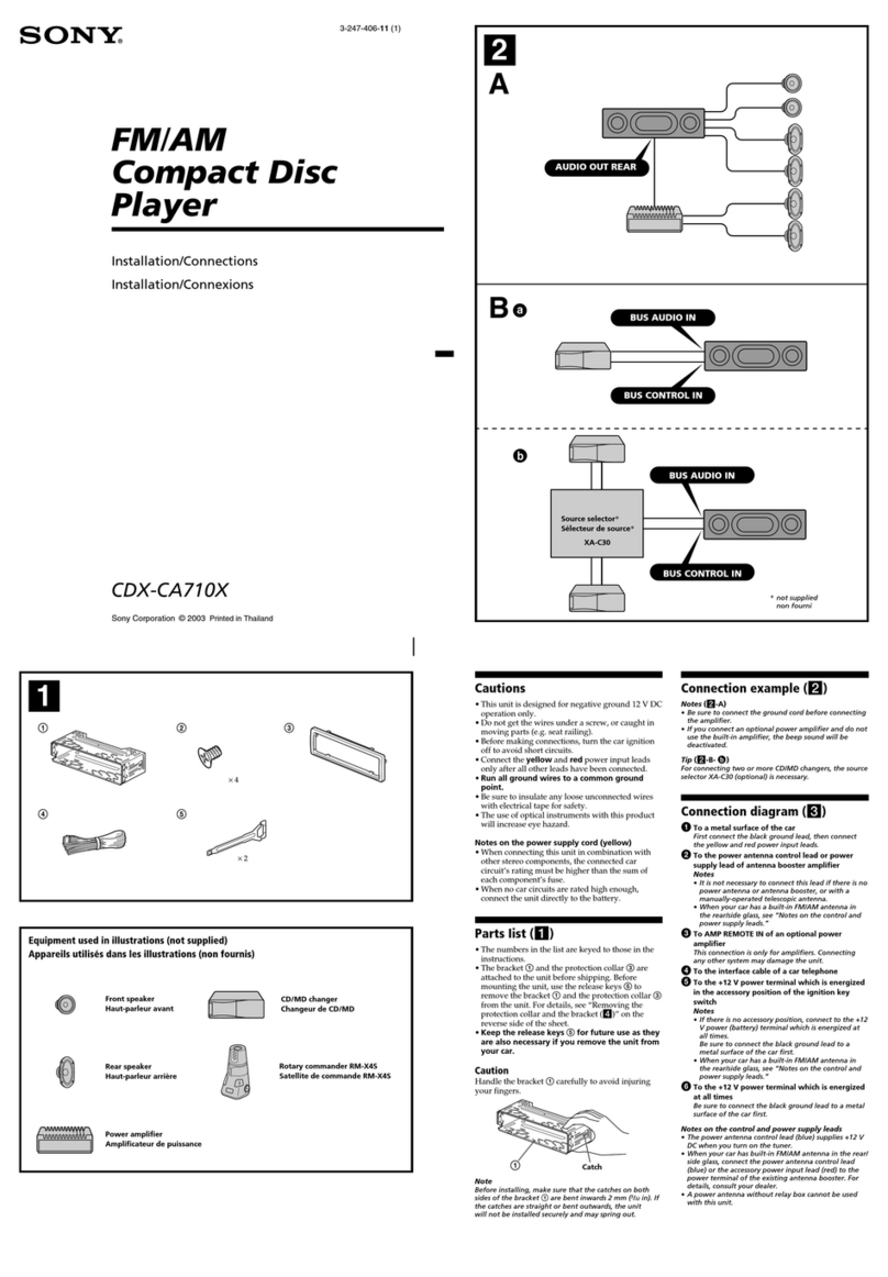 Sony CDX-CA710X Addendum to Installation/connections