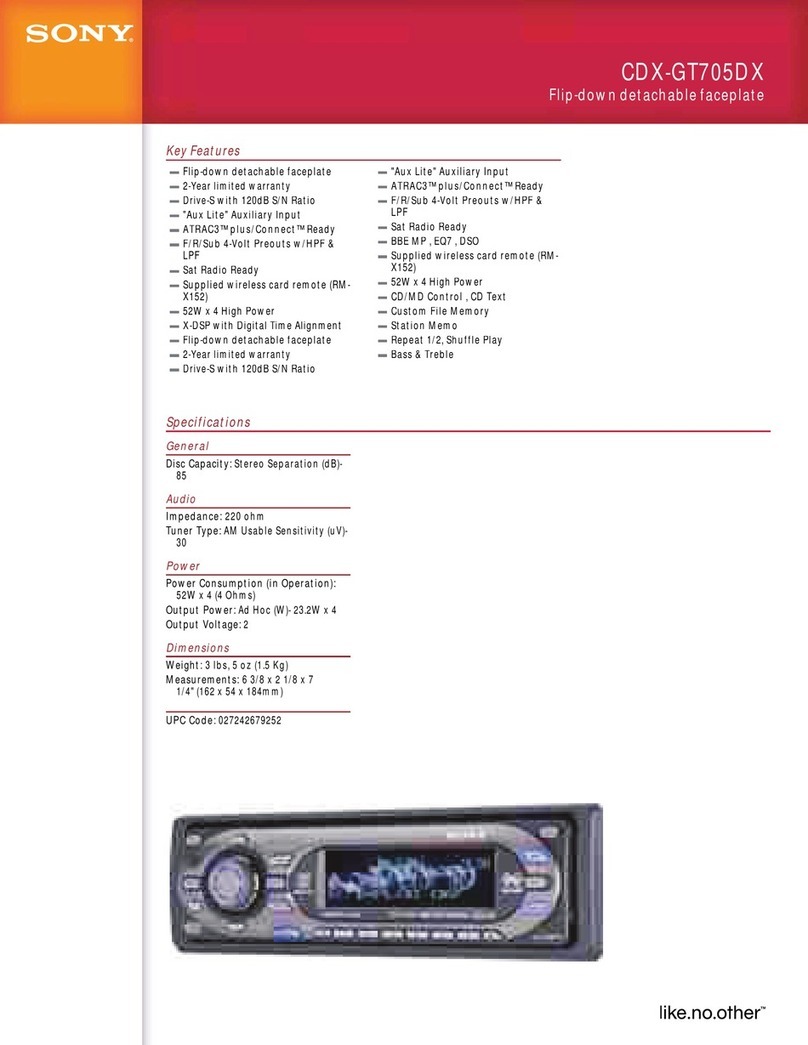 Sony CDX-GT705DX - Cd Player With Mp3/wma... Specifications