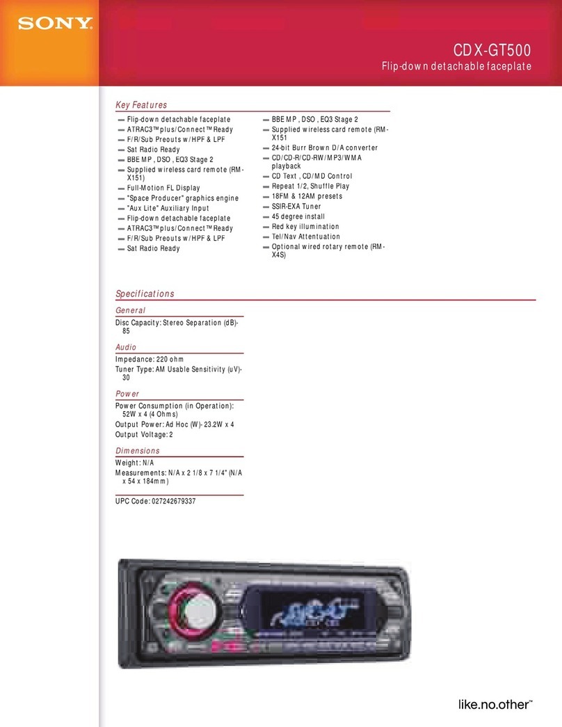 Sony CDX-GT500 - Fm/am Compact Disc Player User manual