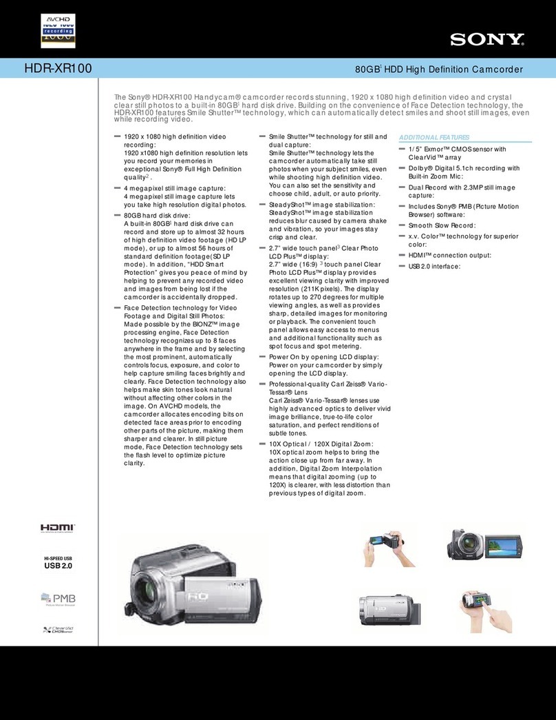 Sony HDR-XR100 Specifications