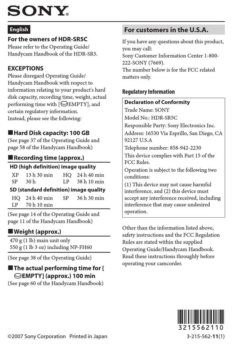 Sony Handycam HDR-SR5 Manual