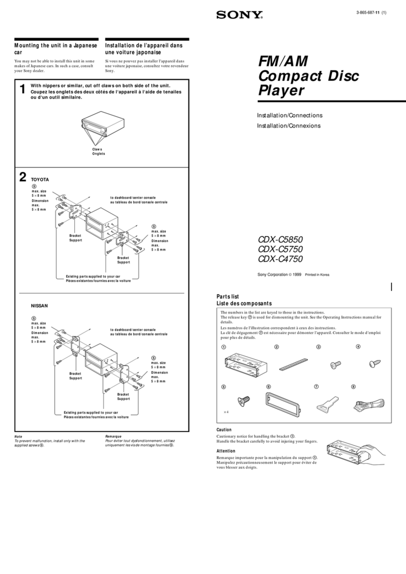Sony CDX-C4750 - Fm/am Compact Disc Player Installation/connections
