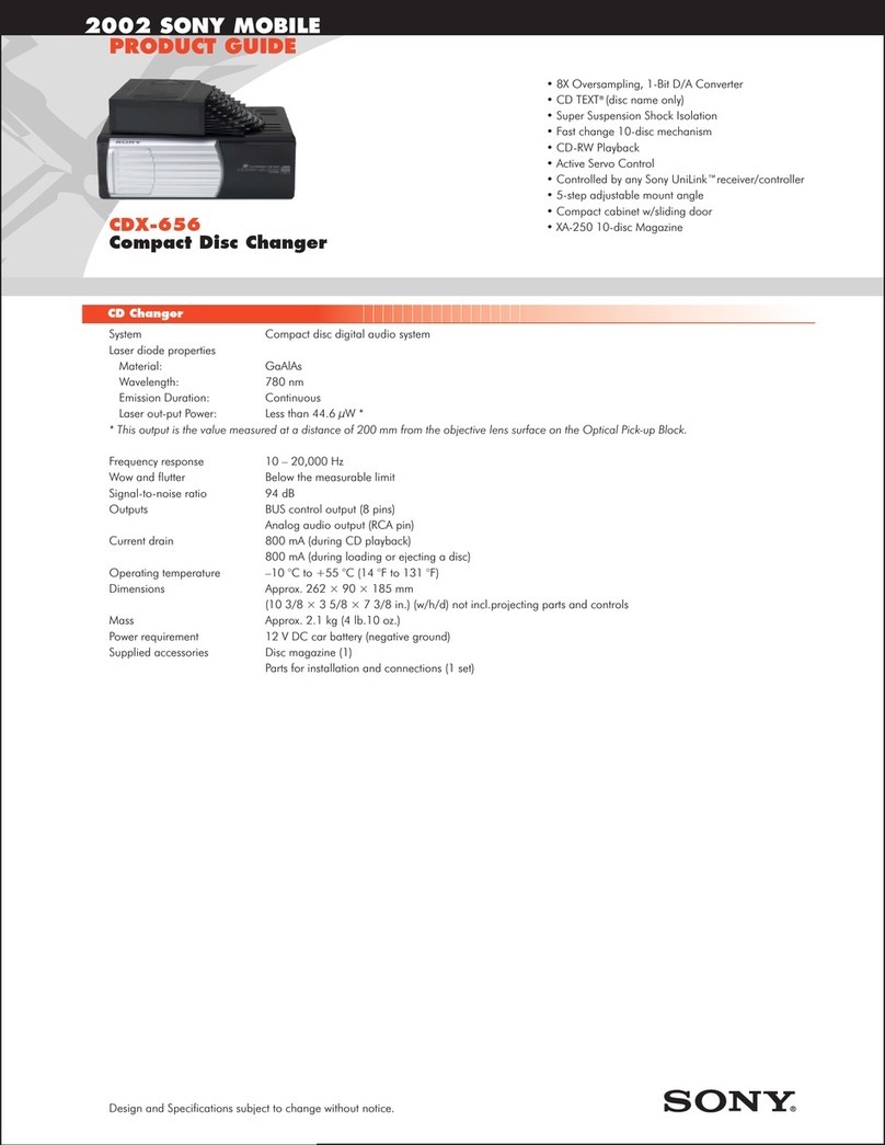 Sony CDX-656 - Compact Disc Changer System User manual