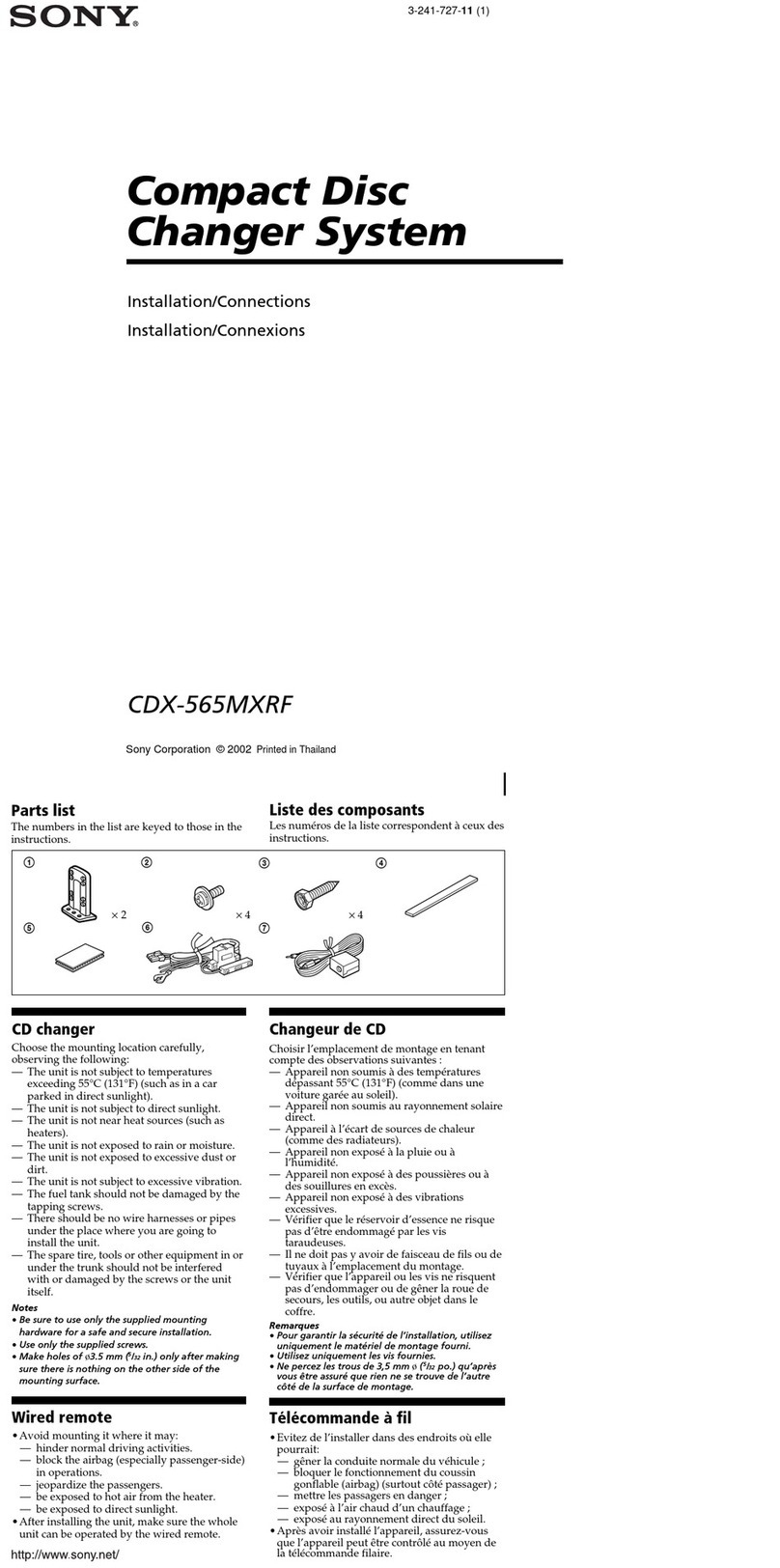 Sony CDX-565MXRF Operating Instruction correction: multi-session... Installation/connections