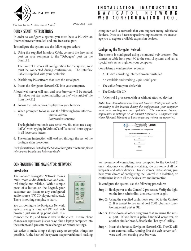 Sonance Navigator Harbor Programming manual
