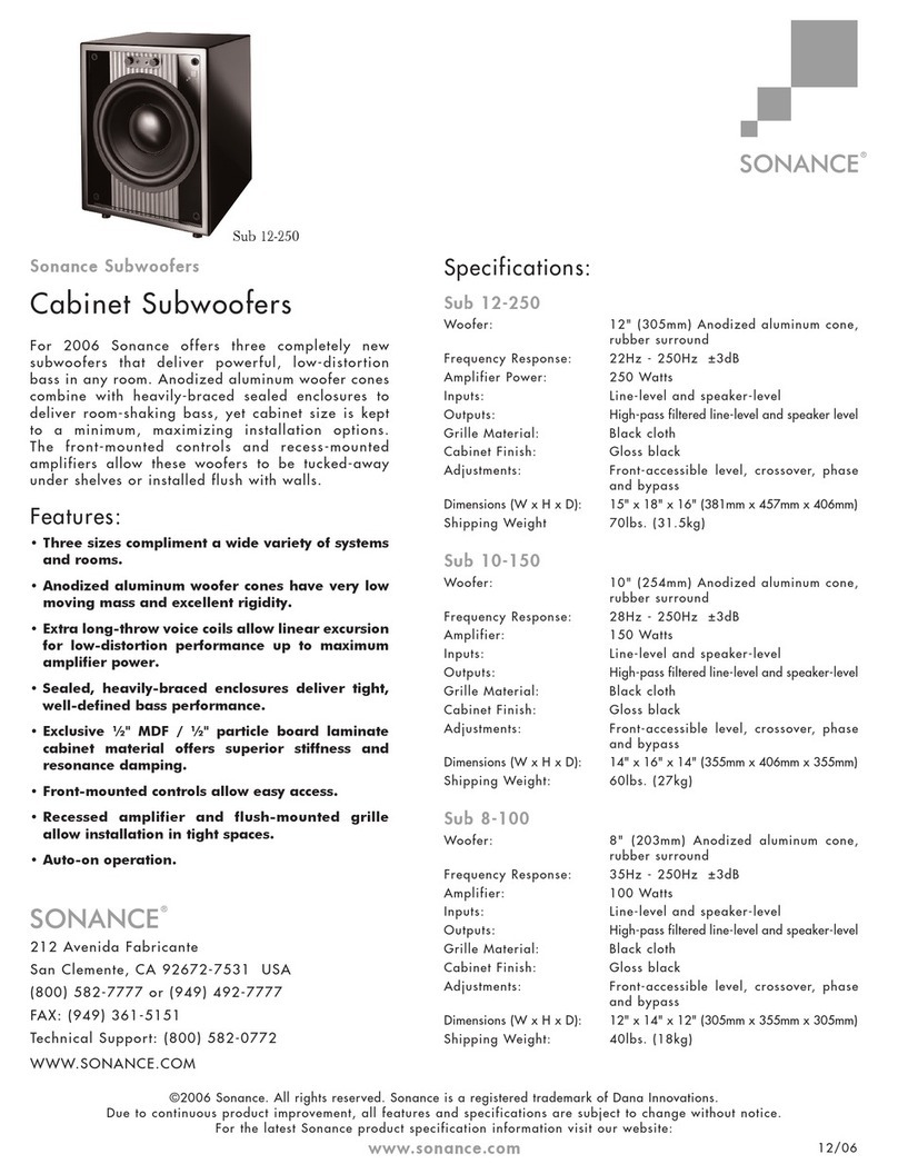 Sonance Cinema Series SUB 10-150 Specifications