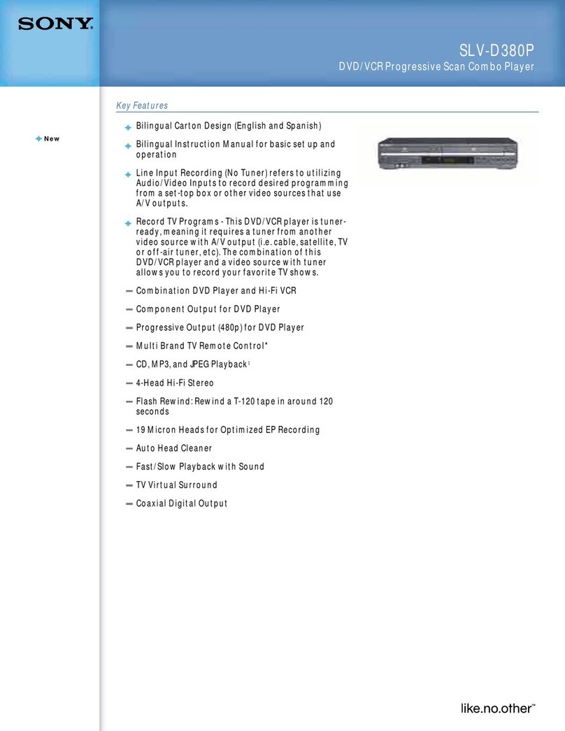 Sony SLV-D380P - Dvd/vhs Combo Specifications