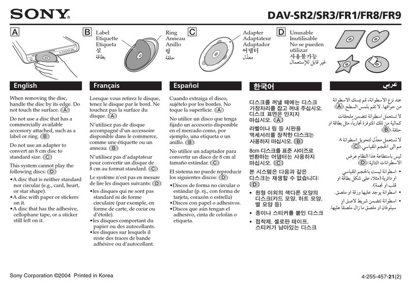 Sony DAV-FC8 - Dvd Dream System Safety precautions and instructions