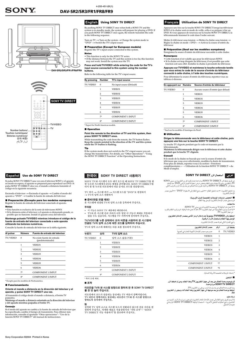 Sony DAV-FC8 - Dvd Dream System Operating manual