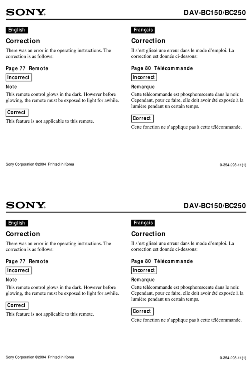 Sony DAV-BC150 - Dvd Home Theater System Correction