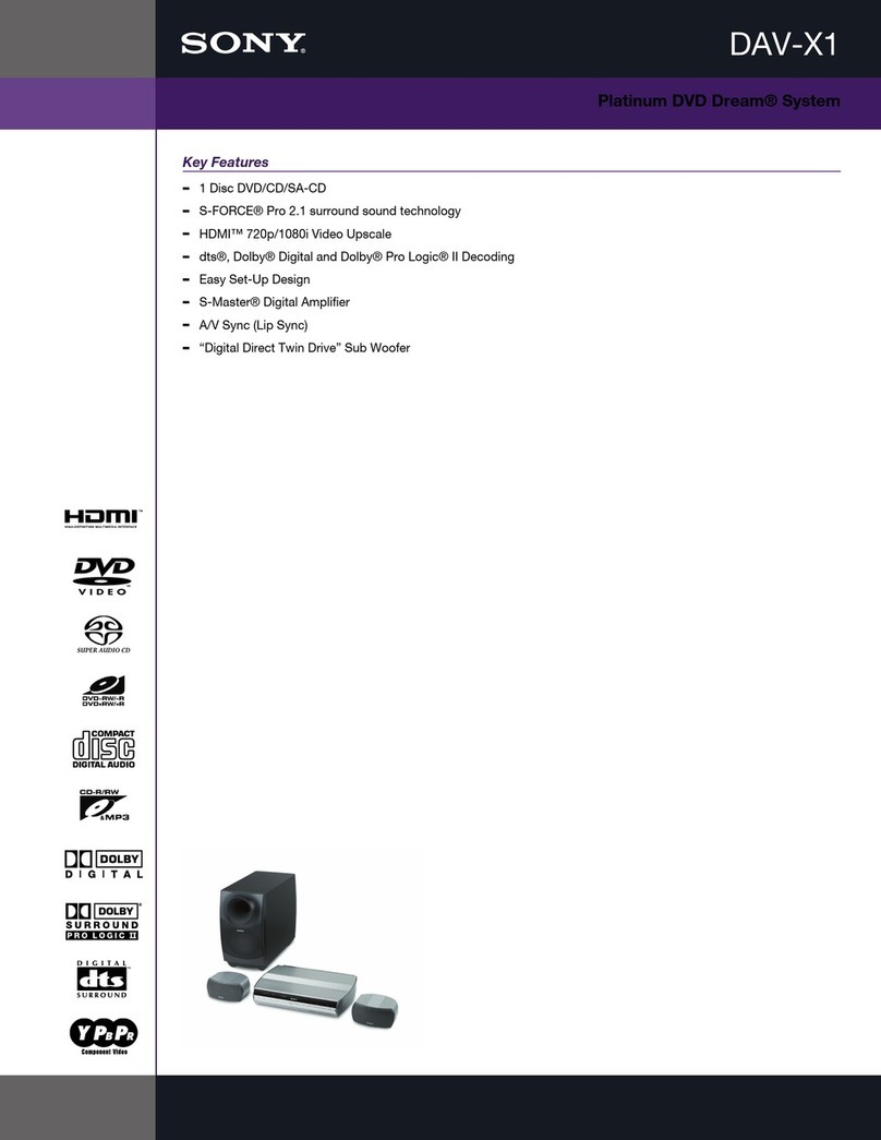 Sony DAV X1 - Platinum DVD Dream Home Theater... User manual