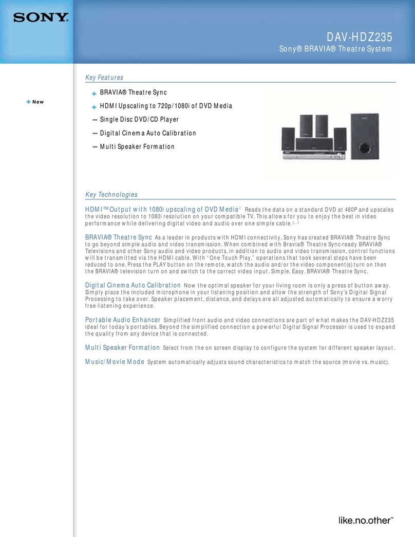 Sony DAV-HDZ235 - Dvd Home Theater System Specifications