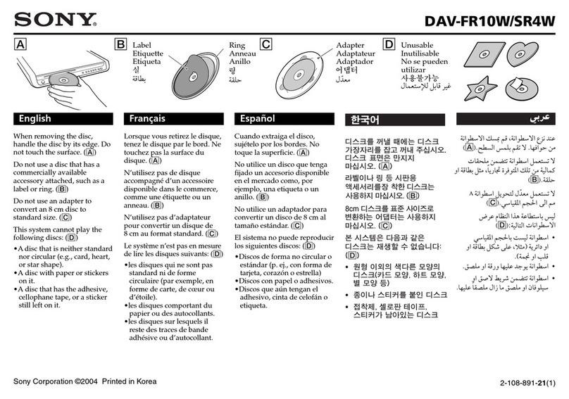 Sony DAV-FR10W - Dvd Dream System Owner's manual