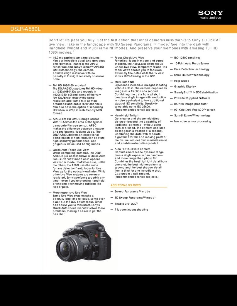 Sony DSLR-A580L - alpha; Interchangeable Lens Digital Camera... Specifications