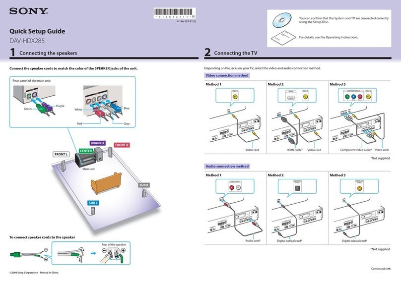 Sony DAV-HDX285 - Bravia Theater Home System User manual