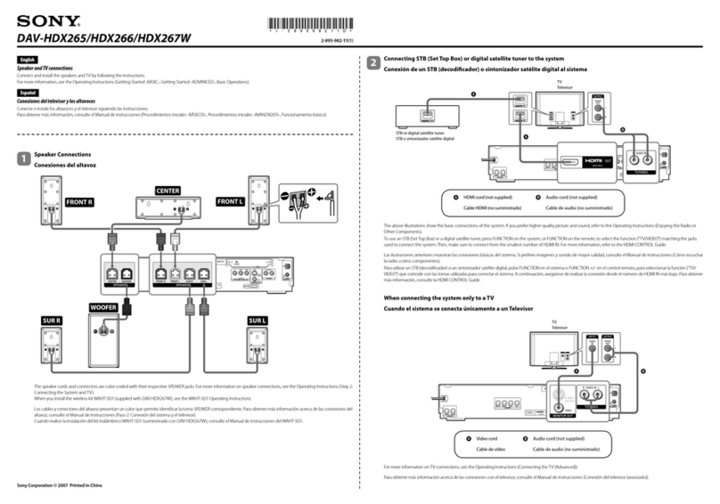Sony DAV-HDX265 - Bravia Theater Home System Connecting guide