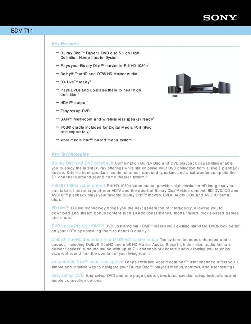 Sony BDVT11 - Blu-ray Disc/DVD Home Theater... User manual